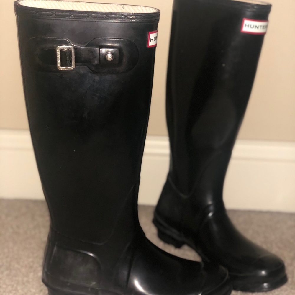 Tall Black Hunter Boots - High Gloss
